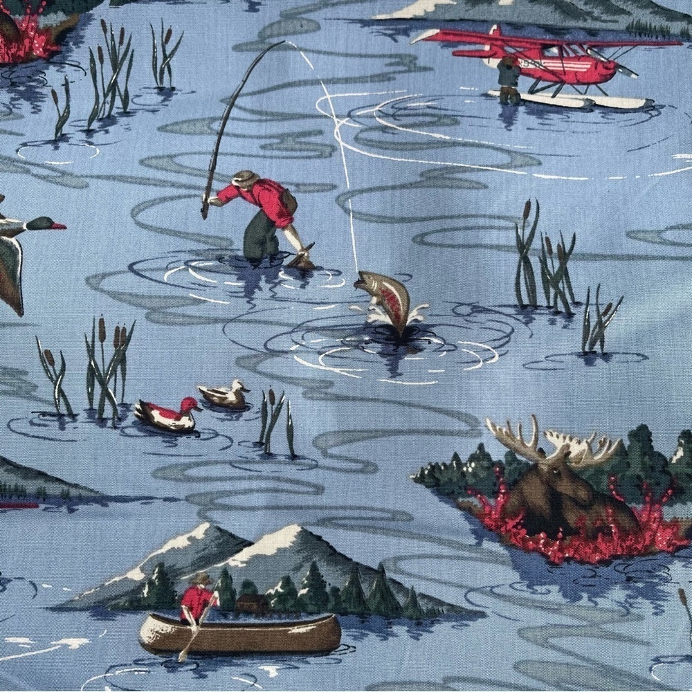 Vintage Reyn Spooner Outdoorsman 2 Fabric Swatch Sample Craft Sewing Cotton